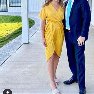 Yellow wedding guest dress